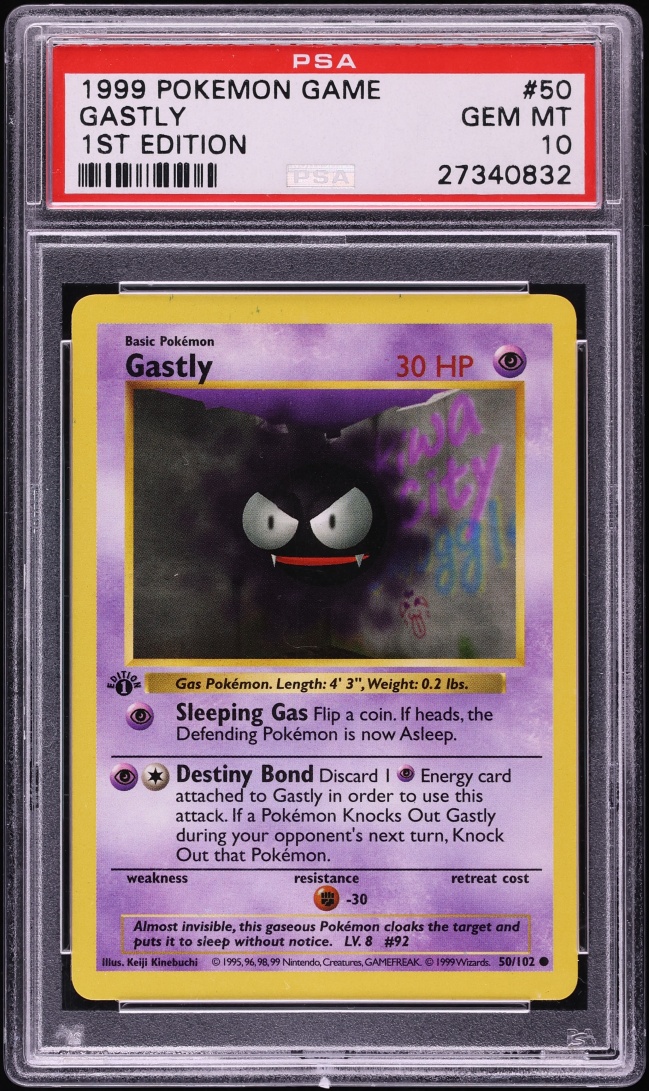1999 Pokemon Base Set Shadowless 1st Edition Gastly #50 PSA 10 GEM MINT