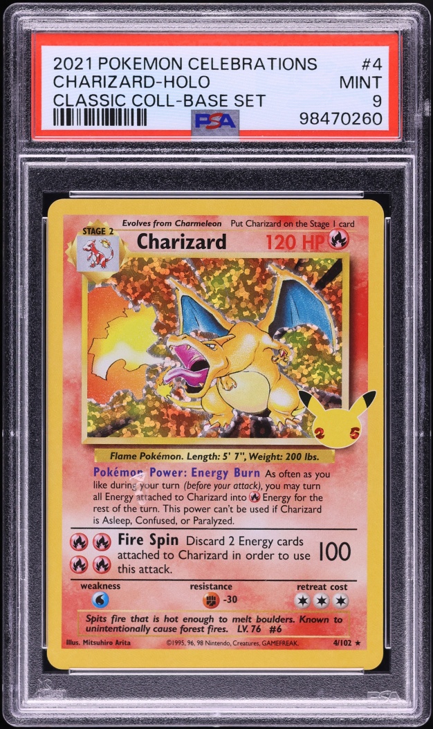 2021 Pokemon Sword & Shield Celebrations Classic Collection Holo Charizard #4 PSA 9 MINT
