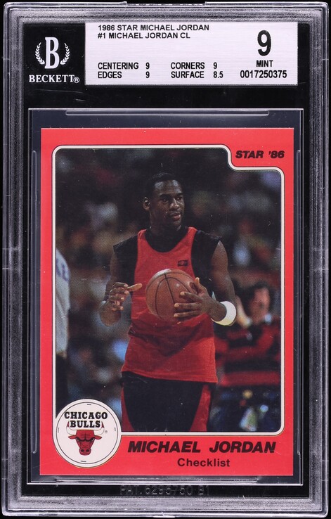 1986 Star Basketball Michael Jordan ROOKIE #1 BGS 9 MINT