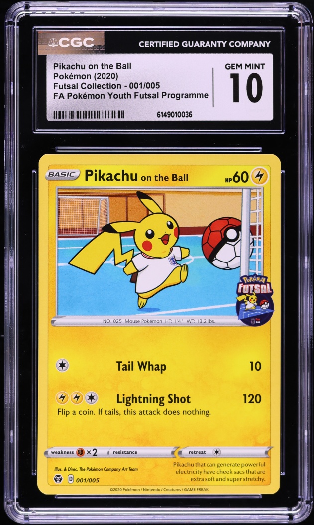 2020 Pokemon Sword & Shield Futsal Collection Full Art Youth Pikachu On The Ball #1 CGC 10 GEM