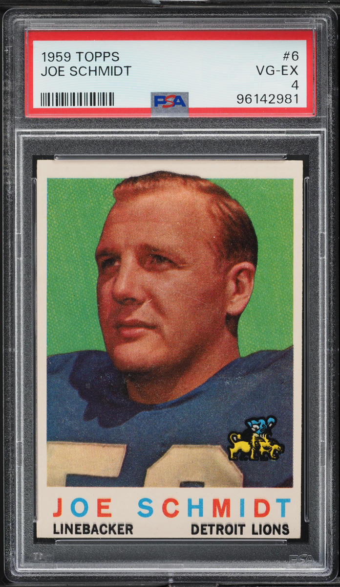 1959 Topps Football Joe Schmidt #6 PSA 4 VGEX