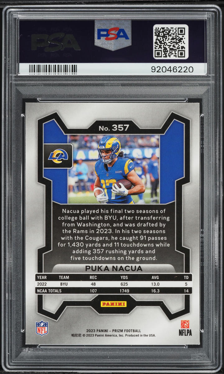 2023 Panini Prizm Puka Nacua ROOKIE #357 PSA 9 MINT