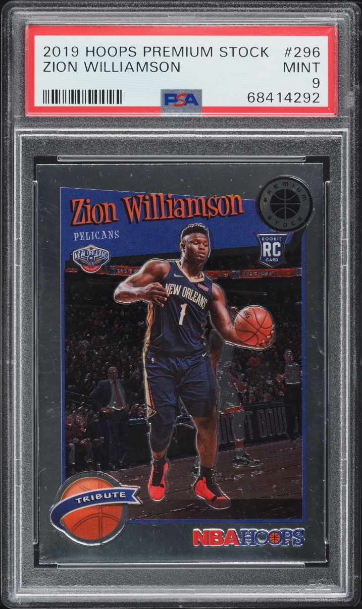 2019 Hoops Premium Stock Zion Williamson ROOKIE #296 PSA 9 MINT