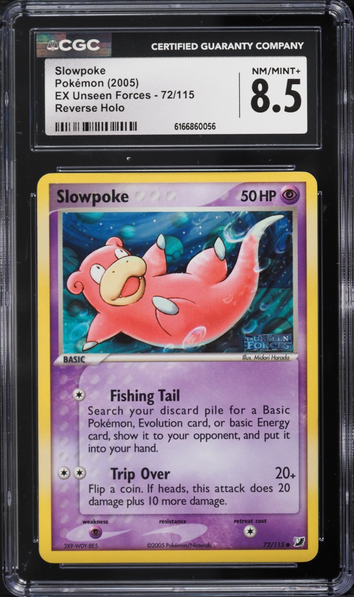 2005 Pokemon EX Unseen Forces Reverse Holo Slowpoke #72 CGC 8.5 NM-MT+