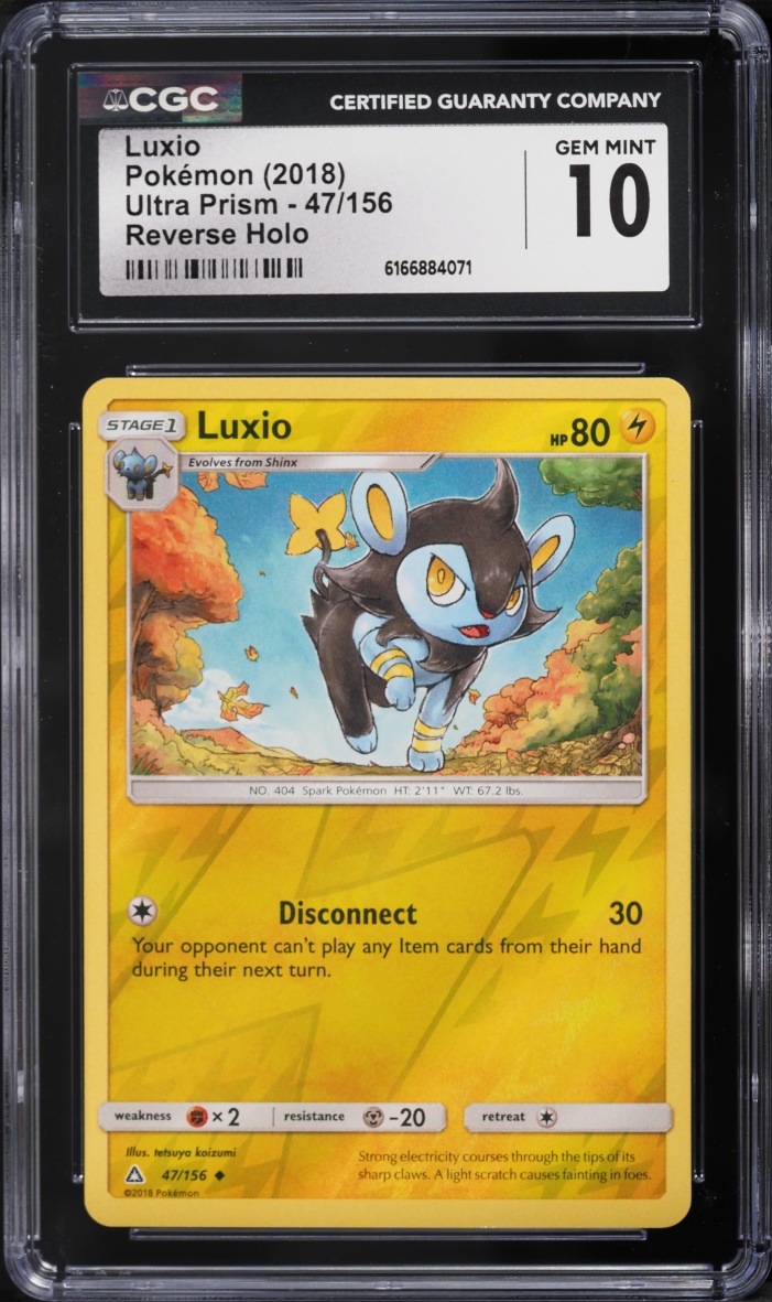 2018 Pokemon Sun & Moon Ultra Prism Reverse Holo Luxio #47 CGC 10 GEM MINT