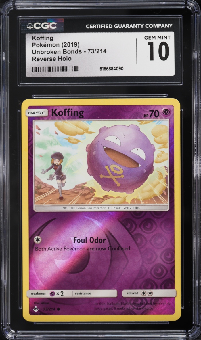 2019 Pokemon Unbroken Bonds Reverse Holo Koffing #73 CGC 10 GEM MINT