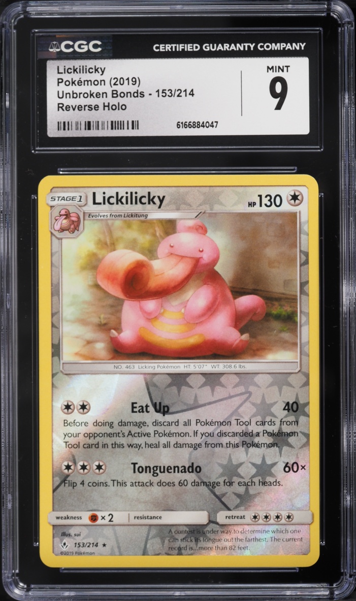 2019 Pokemon Sun & Moon Unbroken Bonds Reverse Holo Lickilicky #153 CGC 9 MINT