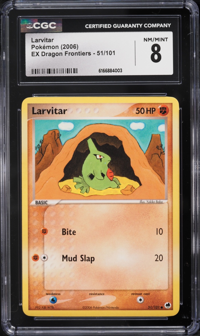 2006 Pokemon EX Dragon Frontiers Larvitar #51 CGC 8 NM-MT