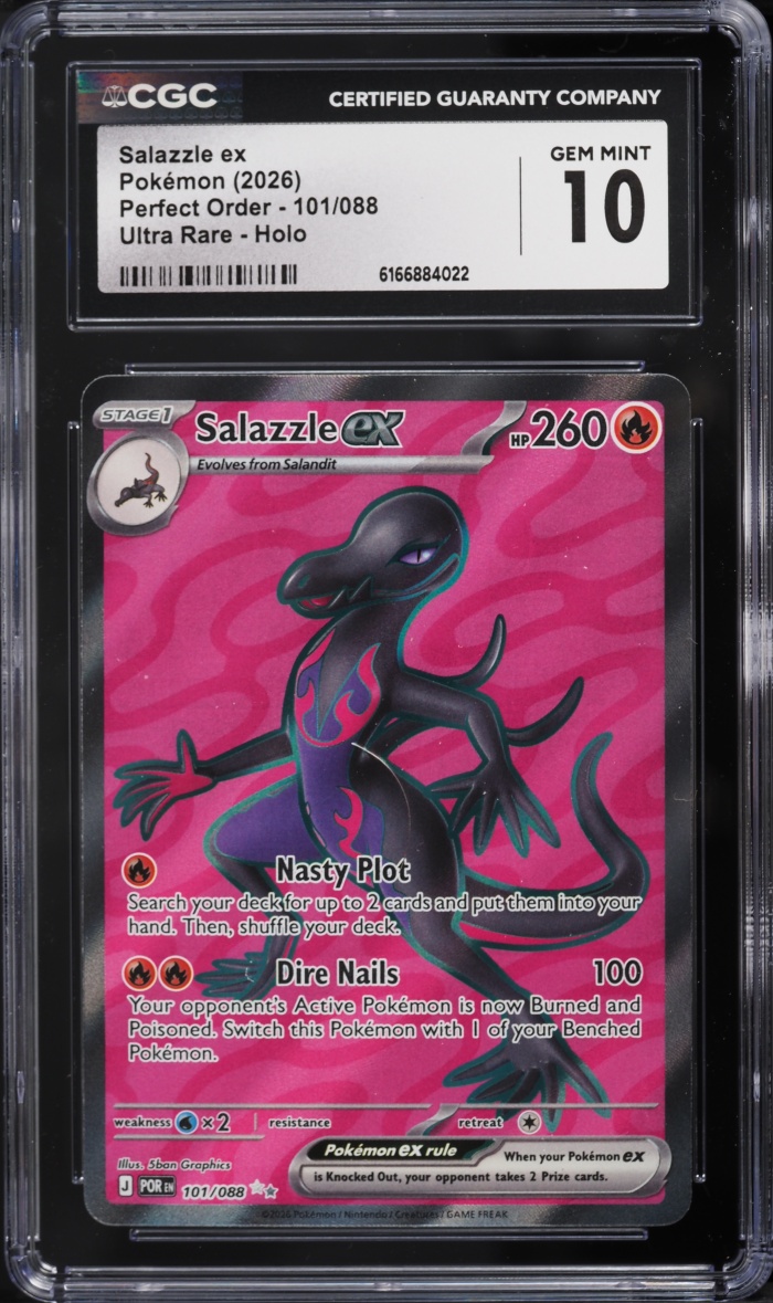2026 Pokemon Mega Evolution Perfect Order Full Art Salazzle ex #101 CGC 10 GEM MINT