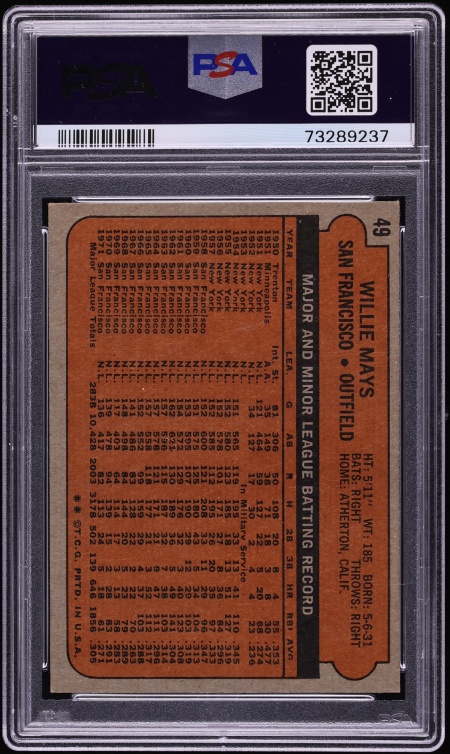 1972 Topps Willie Mays #49 PSA 5 EX