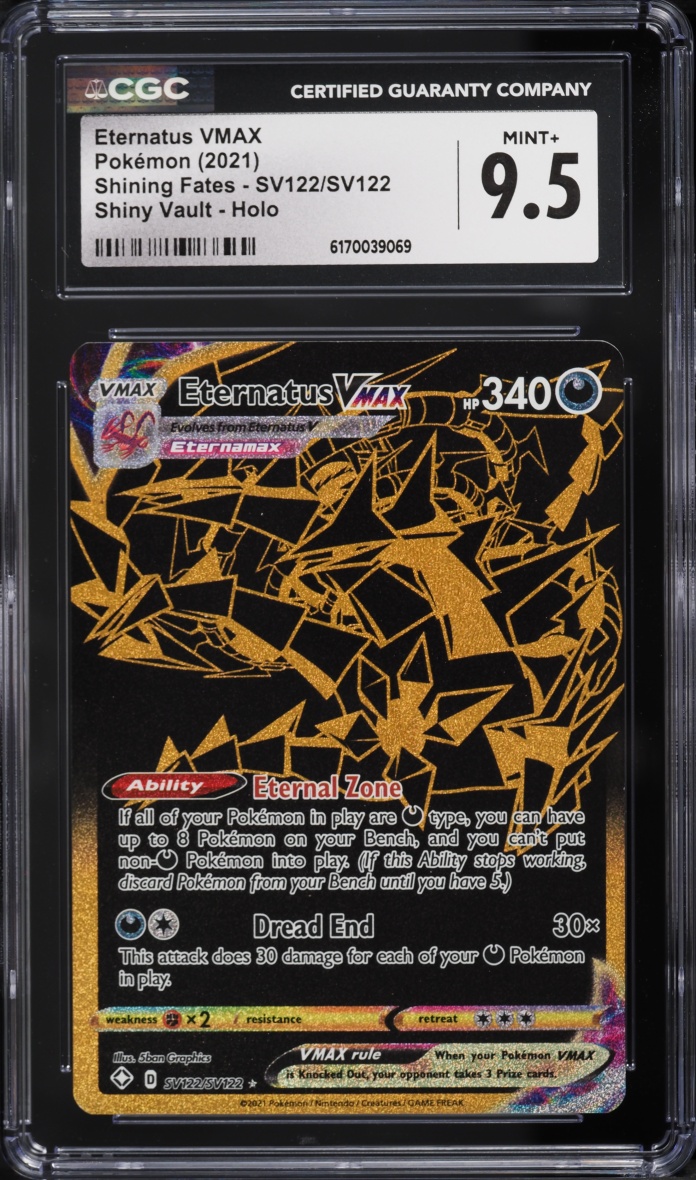 2021 Pokemon Sword & Shield Shining Fates Shiny Vault Holo Eternatus Vmax #SV122 CGC 9.5 MINT+