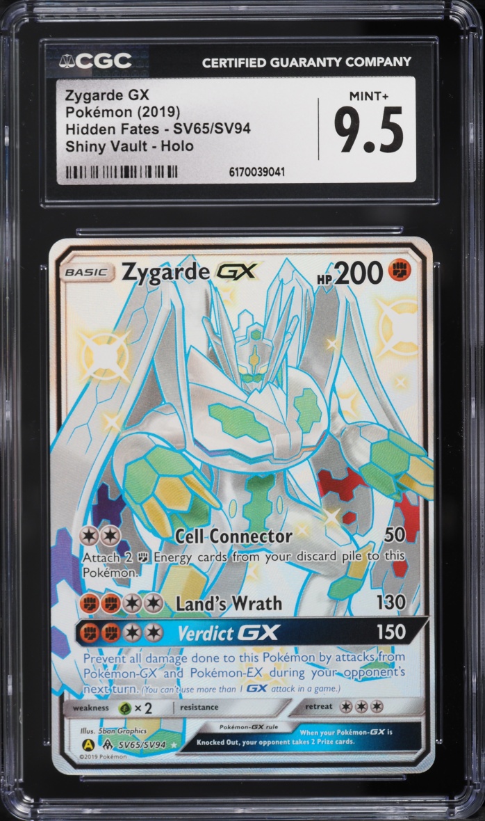 2019 Pokemon Sun & Moon Hidden Fates Shiny Vault Full Art Zygarde GX #SV65 CGC 9.5 MINT+