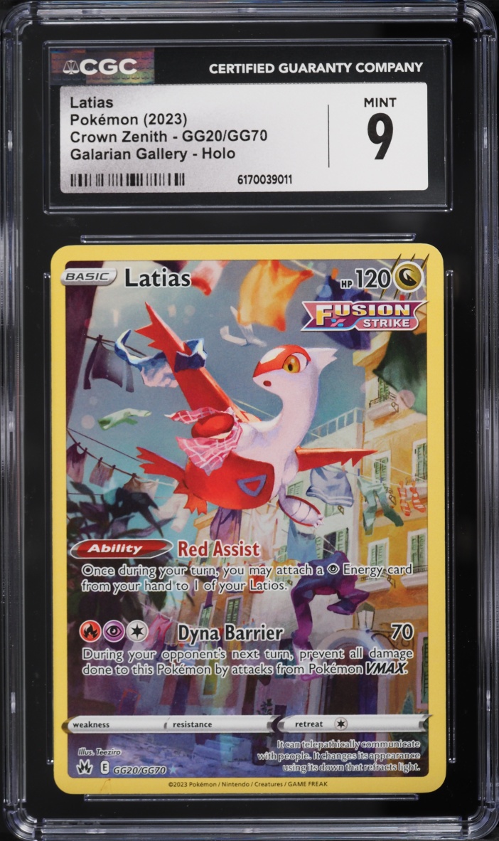 2023 Pokemon Sword & Shield Crown Zenith Alt Art Latias #GG20 CGC 9 MINT