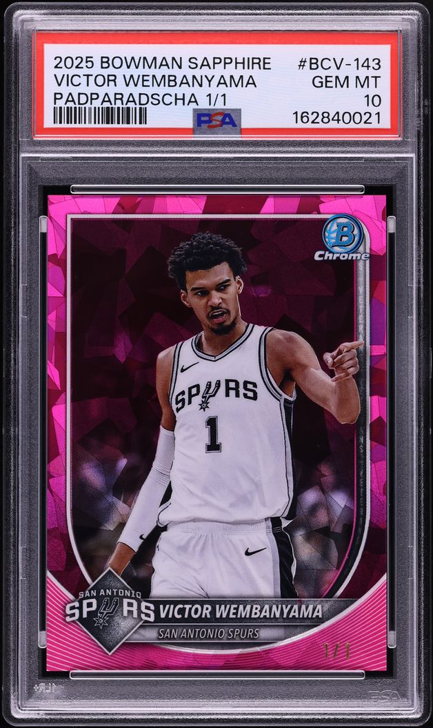 2025 Bowman Chrome Sapphire Padparadscha Victor Wembanyama 1/1 #BCV-143 PSA 10 GEM MINT