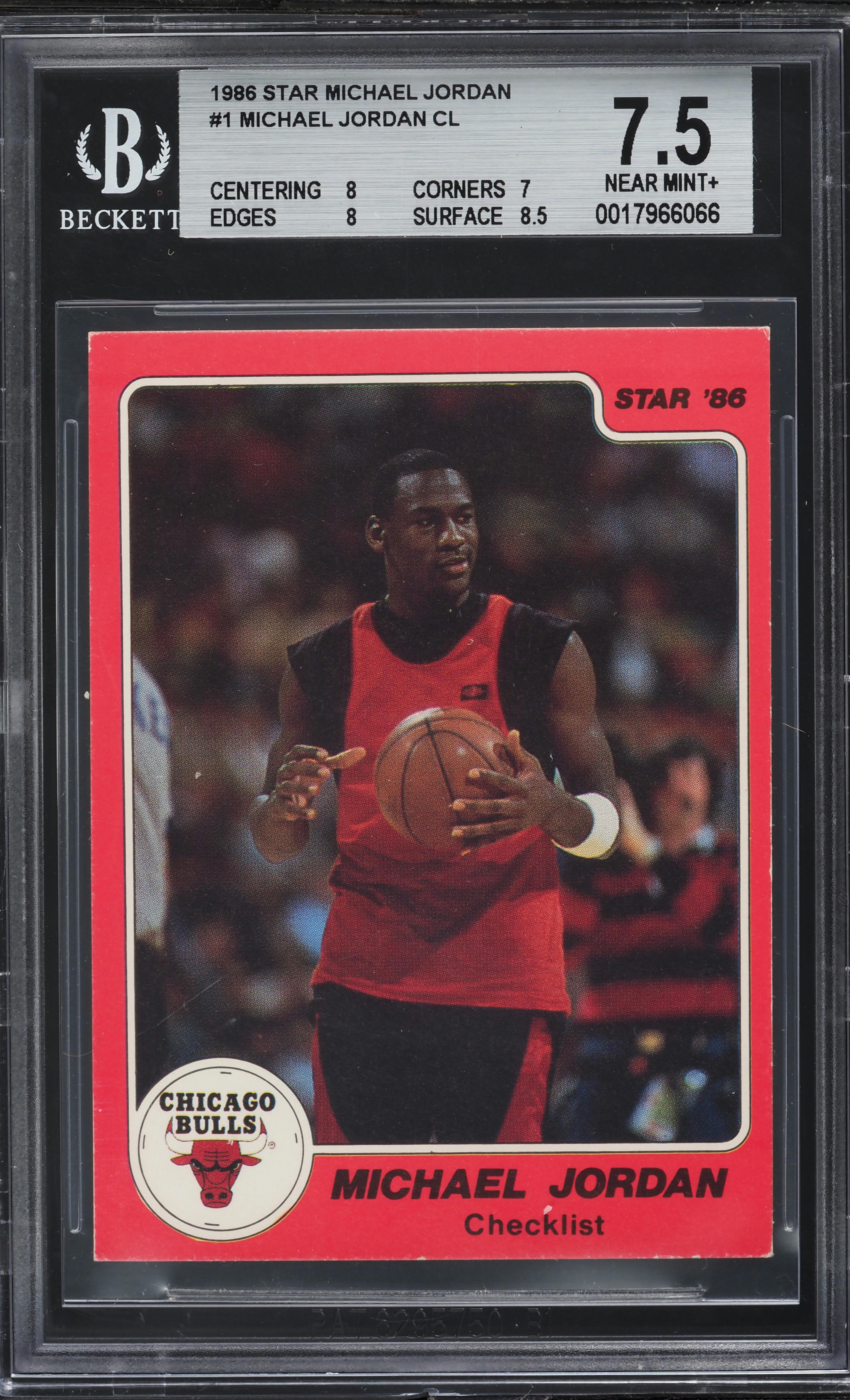 1986 Star Checklist Michael Jordan ROOKIE #1 BGS 7.5 NRMT+ on