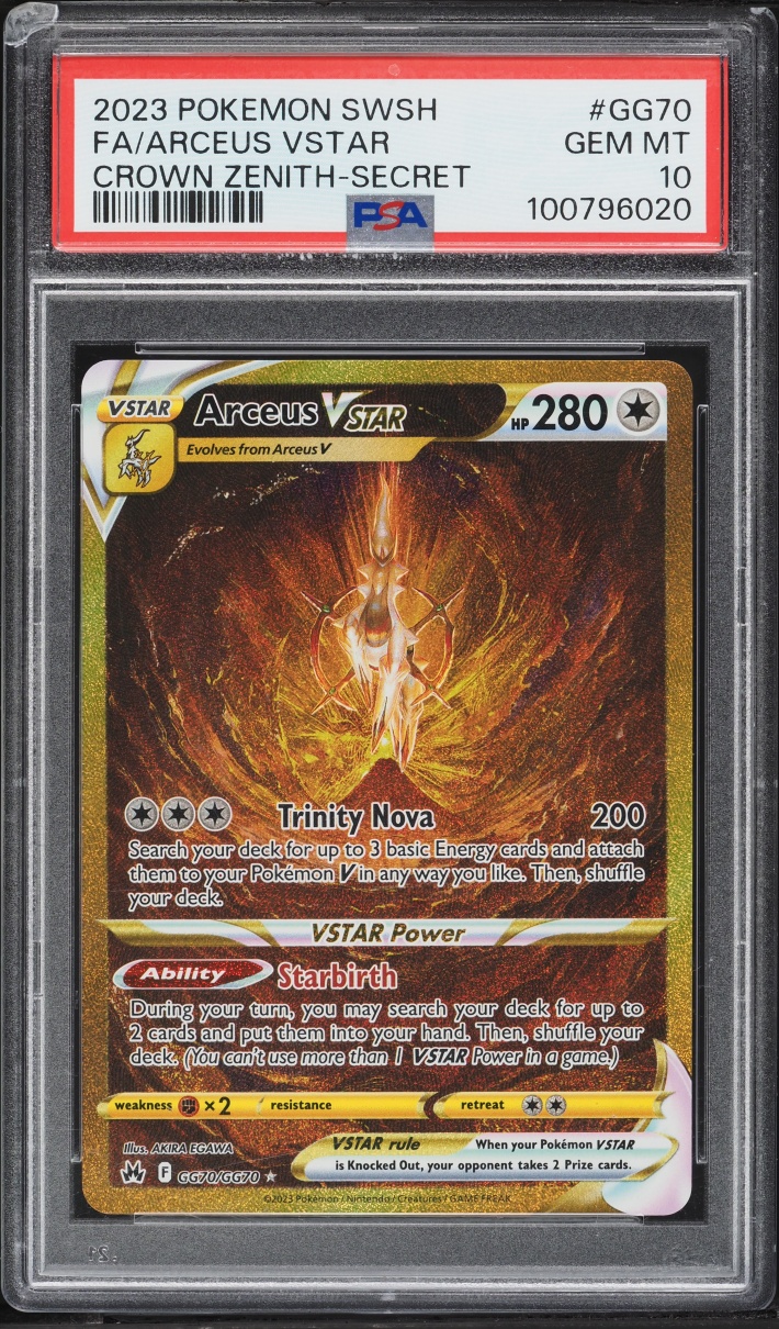 2023 Pokemon Sword & Shield Crown Zenith Gold Rare Arceus VSTAR #GG70 PSA 10 GEM MINT