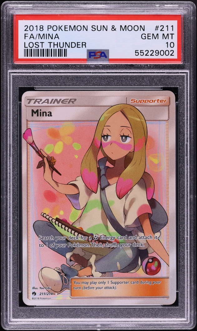 2018 Pokemon Sun & Moon Lost Thunder Full Art Mina #211 PSA 10 GEM MINT