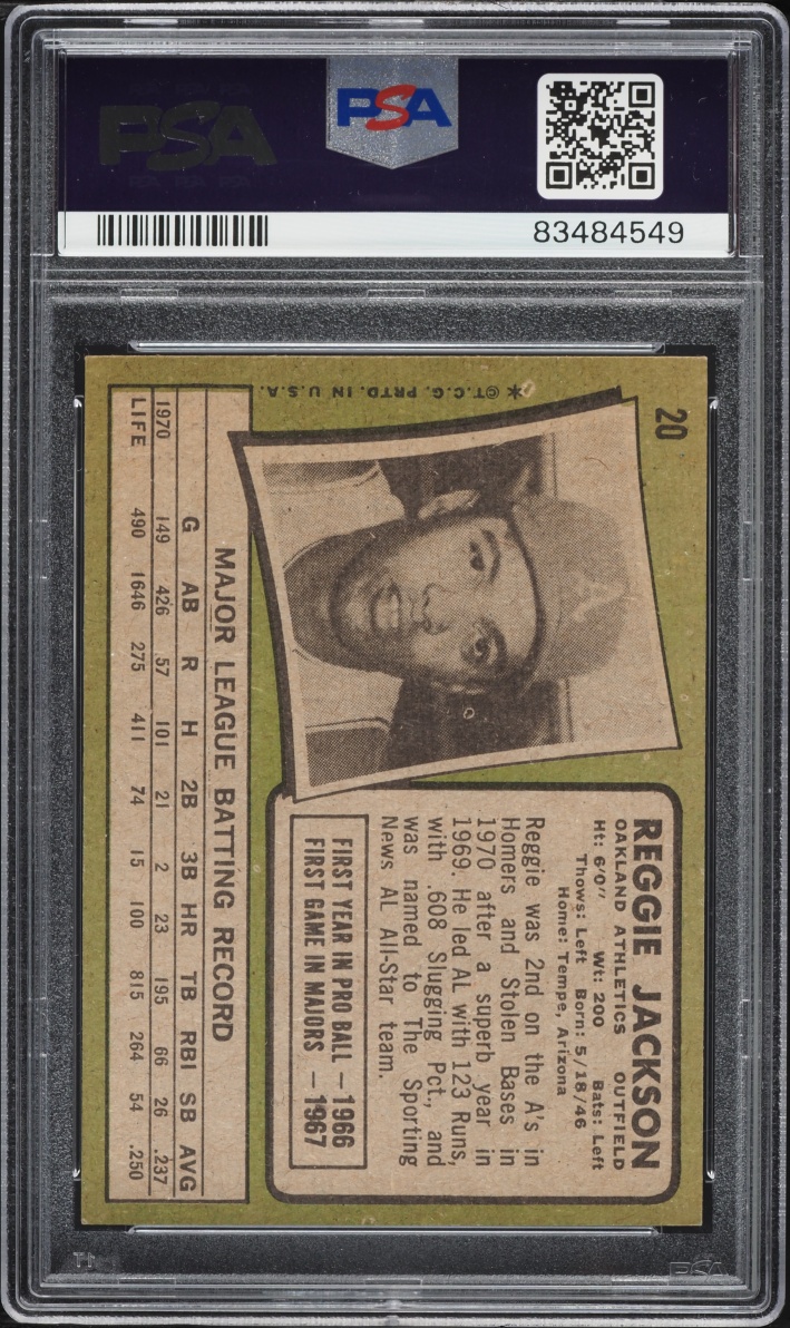 1971 Topps Reggie Jackson #20 PSA 4 VGEX