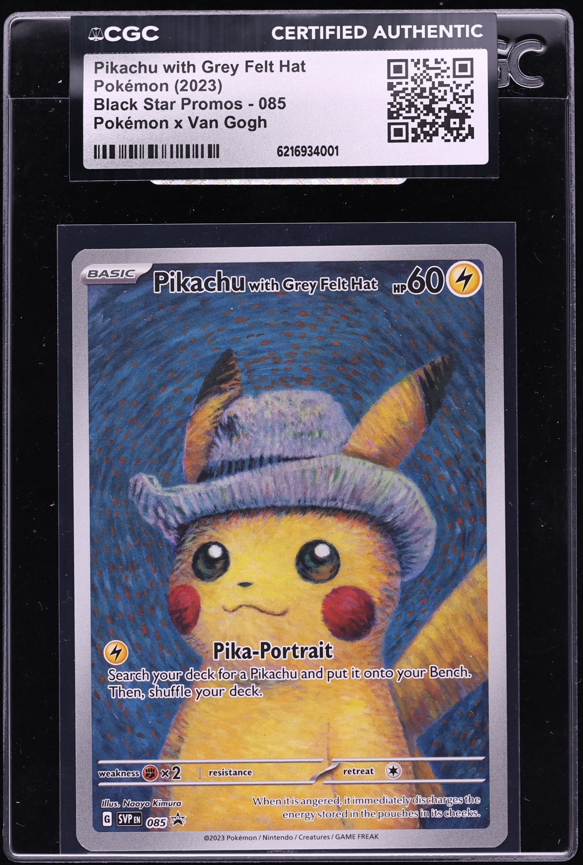 2023 Pokemon Scarlet & Violet Promo Van Gogh Full Art Pikachu With Grey Felt Hat #85 CGC AUTH