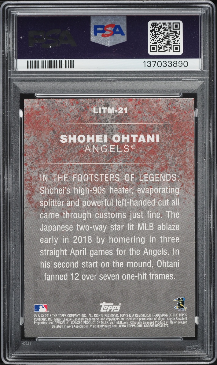 2018 Topps Update Legends In The Making Shohei Ohtani ROOKIE #LITM-21 PSA 10 GEM MINT