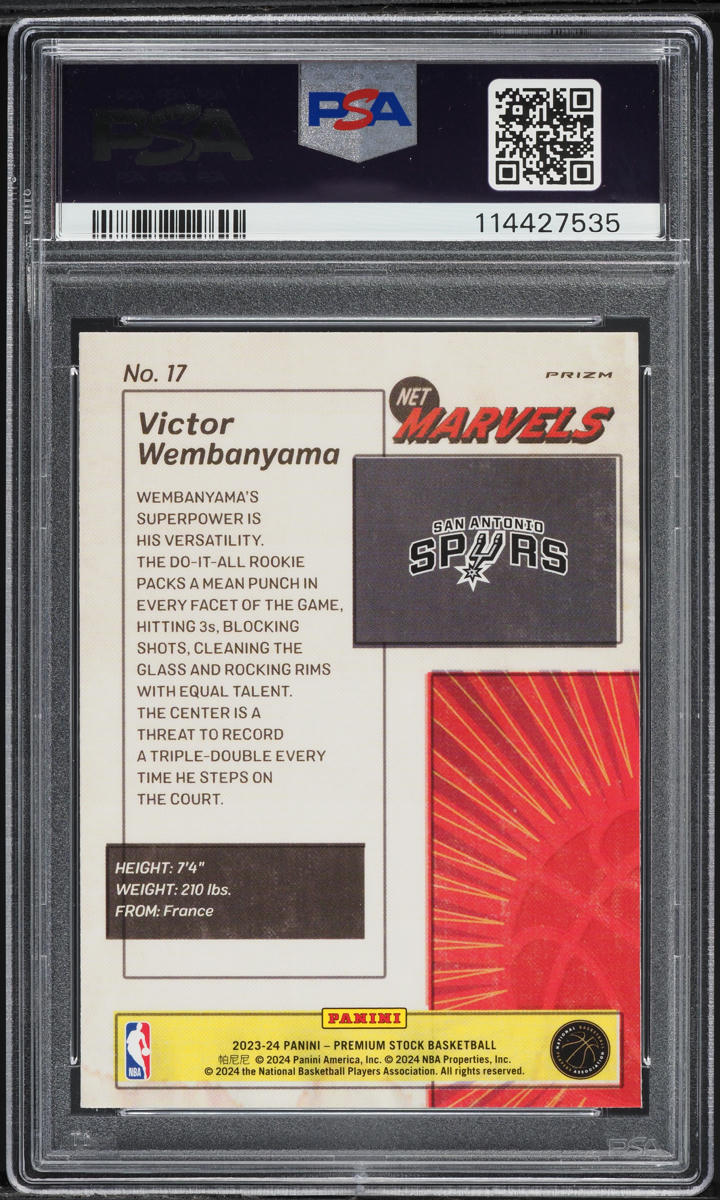 2023 Hoops Premium Stock Retro Net Marvels Victor Wembanyama ROOKIE #17 PSA 9