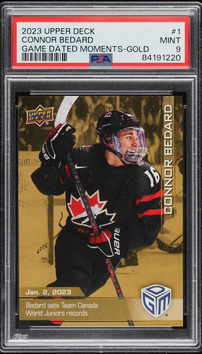 2023 Upper Deck Game Dated Moments Gold Connor Bedard ROOKIE #1 PSA 9 MINT