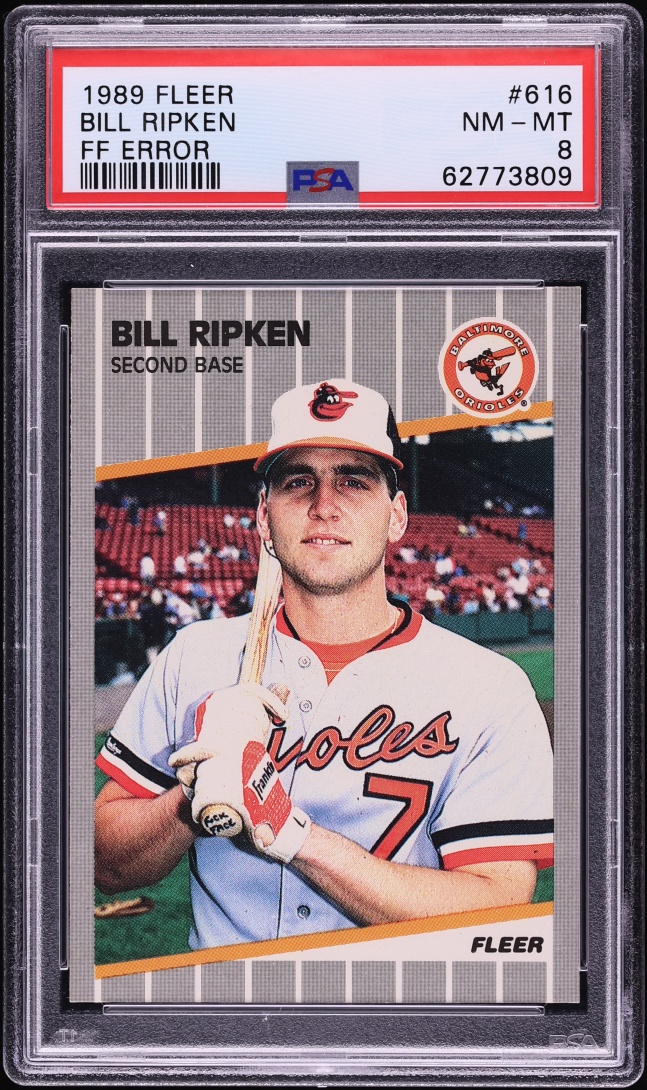 1989 Fleer Bill Ripken ROOKIE, FF ERROR #616 PSA 8 NM-MT