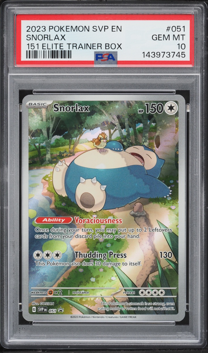 2023 Pokemon Scarlet & Violet Black Star Promo 151 ETB Full Art Snorlax #51 PSA 10 GEM MINT