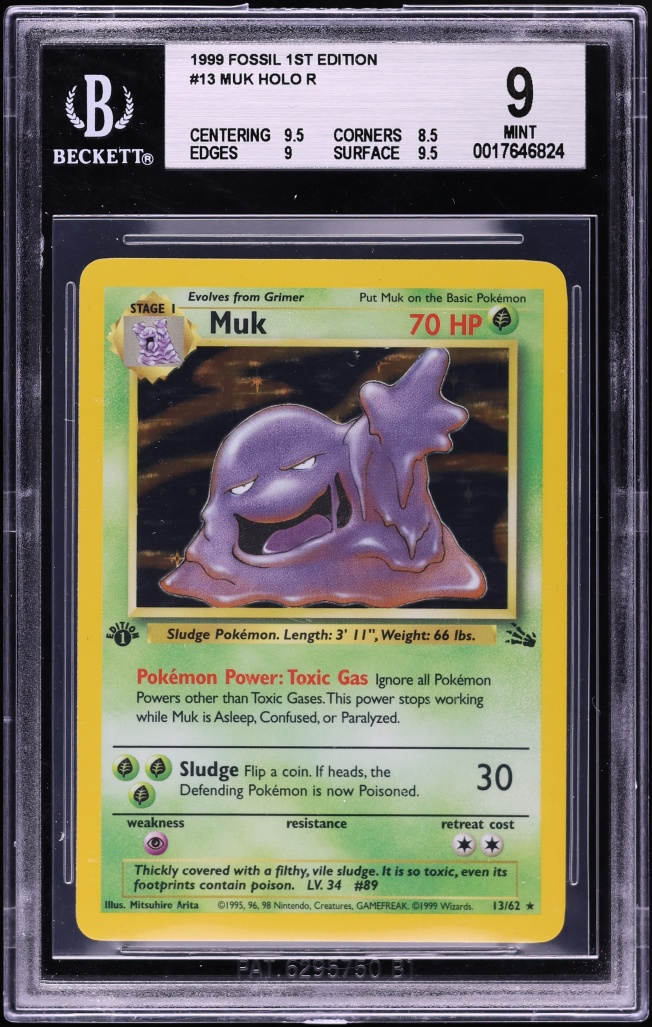 1999 Pokemon Fossil 1st Edition Holo Muk #13 BGS 9 MINT