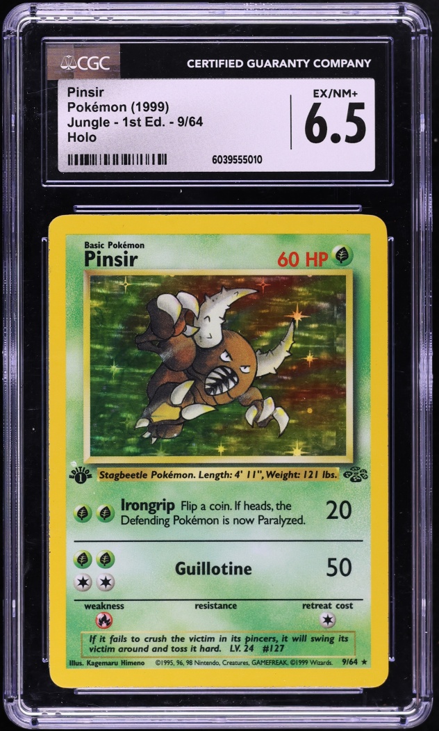 1999 Pokemon Jungle 1st Edition Holo Pinsir #9 CGC 6.5 EXMT+