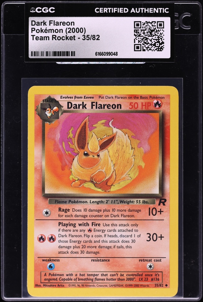 2000 Pokemon Team Rocket Dark Flareon #35 CGC AUTH