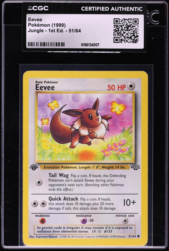 1999 Pokemon Jungle 1st Edition Eevee #51 CGC AUTH