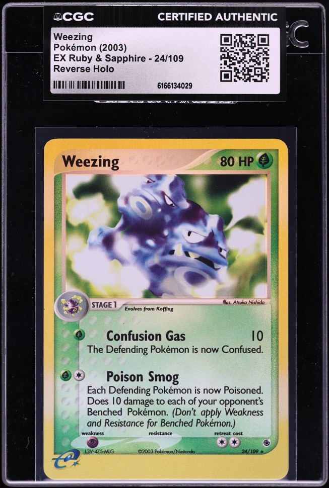 2003 Pokemon EX Ruby & Sapphire Reverse Holo Weezing #24 CGC AUTH