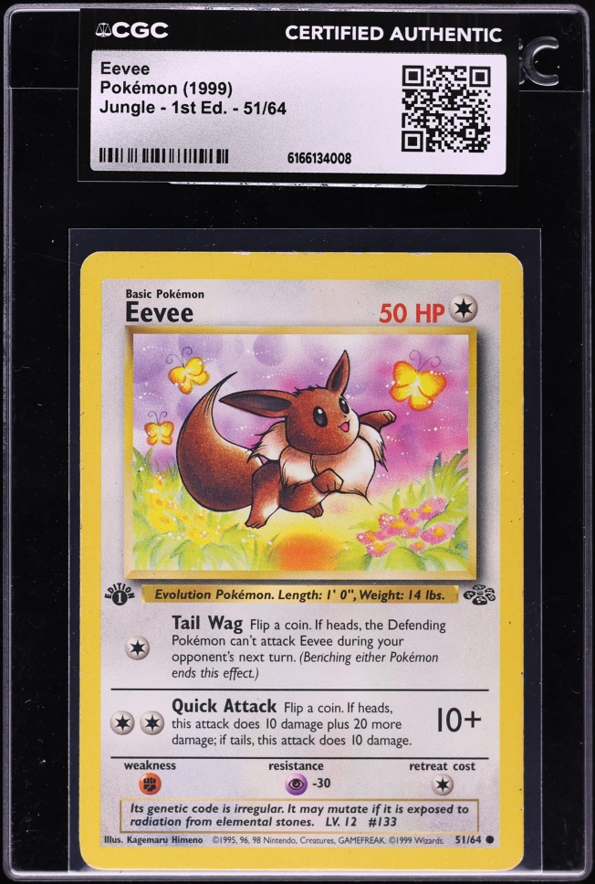 1999 Pokemon Jungle 1st Edition Eevee #51 CGC AUTH