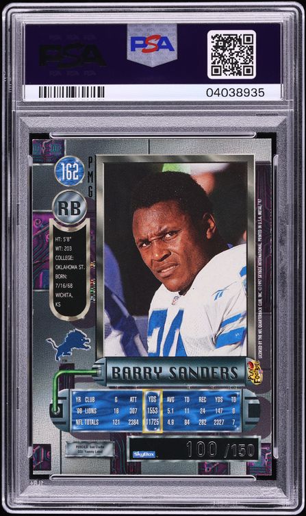 1997 Metal Universe Precious Metal Gems PMG Red Barry Sanders /150 #162 PSA 8 NM-MT