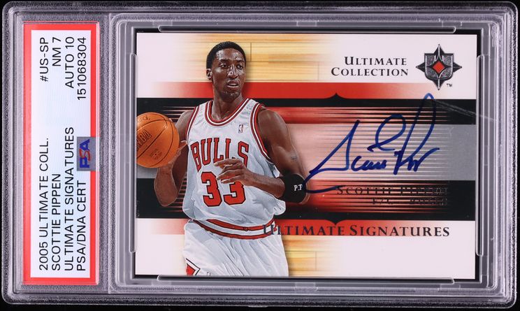 2005 Ultimate Collection Signatures Scottie Pippen AUTO DNA 10 #US-SP PSA 7 NRMT