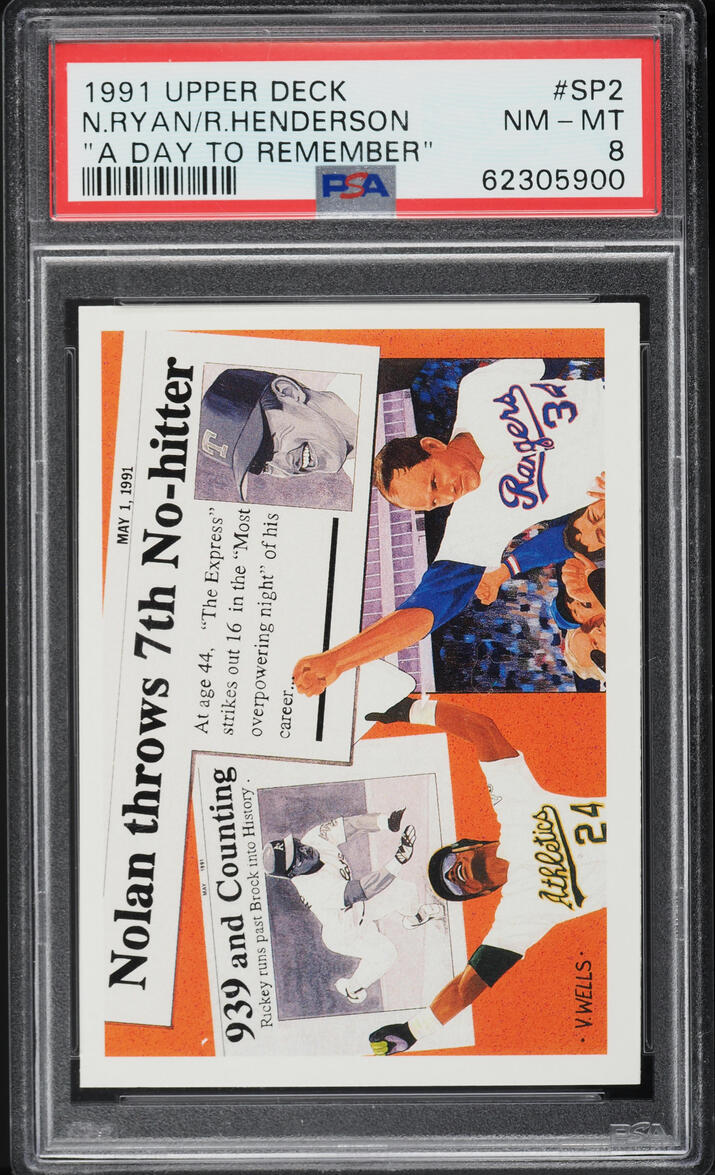 1991 Upper Deck Nolan Ryan Ricky Henderson #SP2 PSA 8 NM-MT