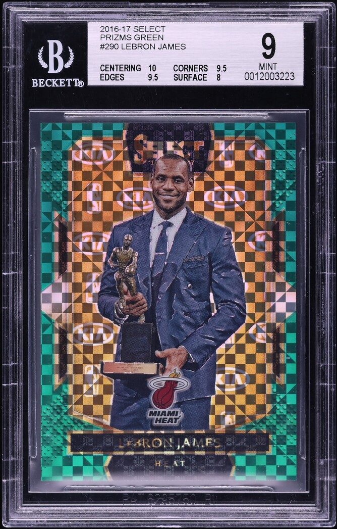 2016 Select Green Prizm LeBron James 1/5 #290 BGS 9 MINT