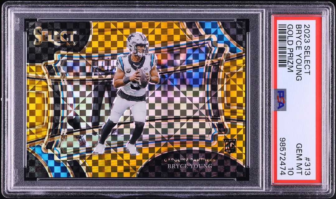 2023 Select Field Level Gold Prizm Bryce Young ROOKIE JERSEY # 9/10 #313 PSA 10 - Photo 1