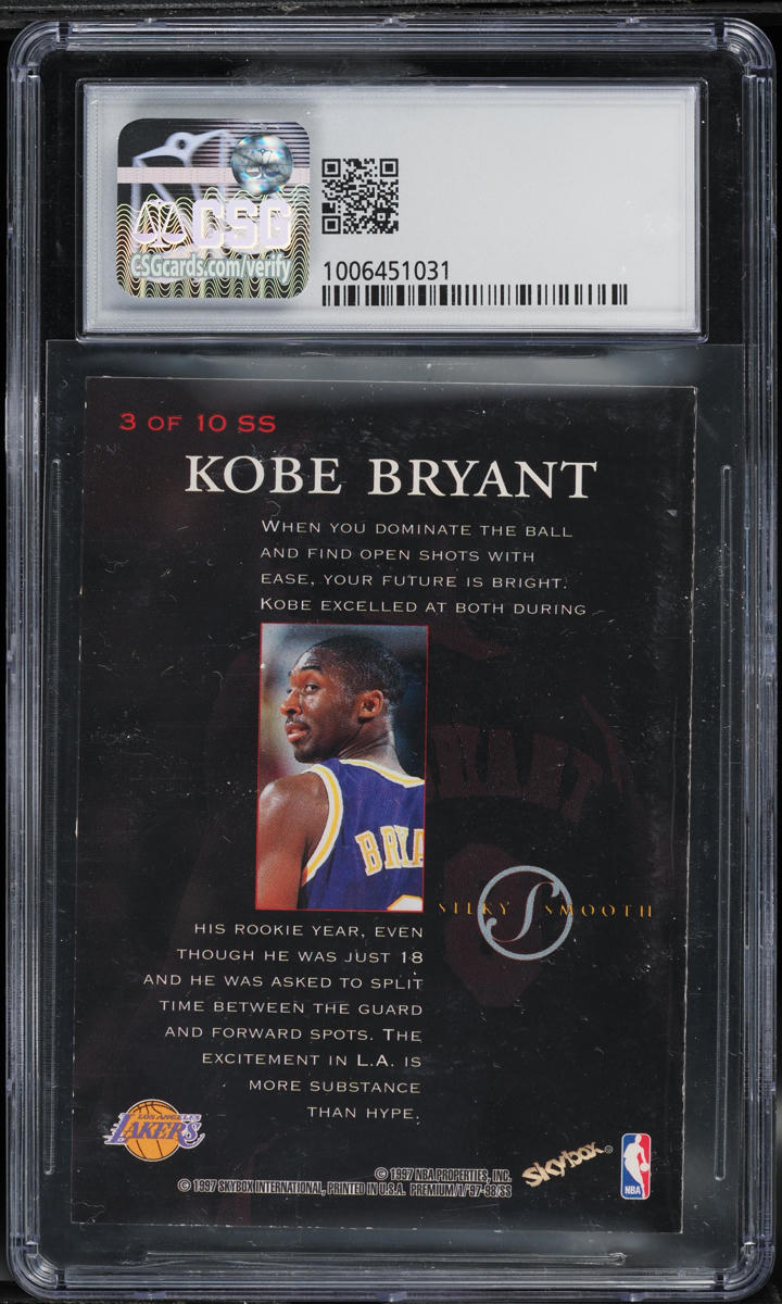 1997 Skybox Premium Silky Smooth Kobe Bryant #3 CSG 8 NM-MT