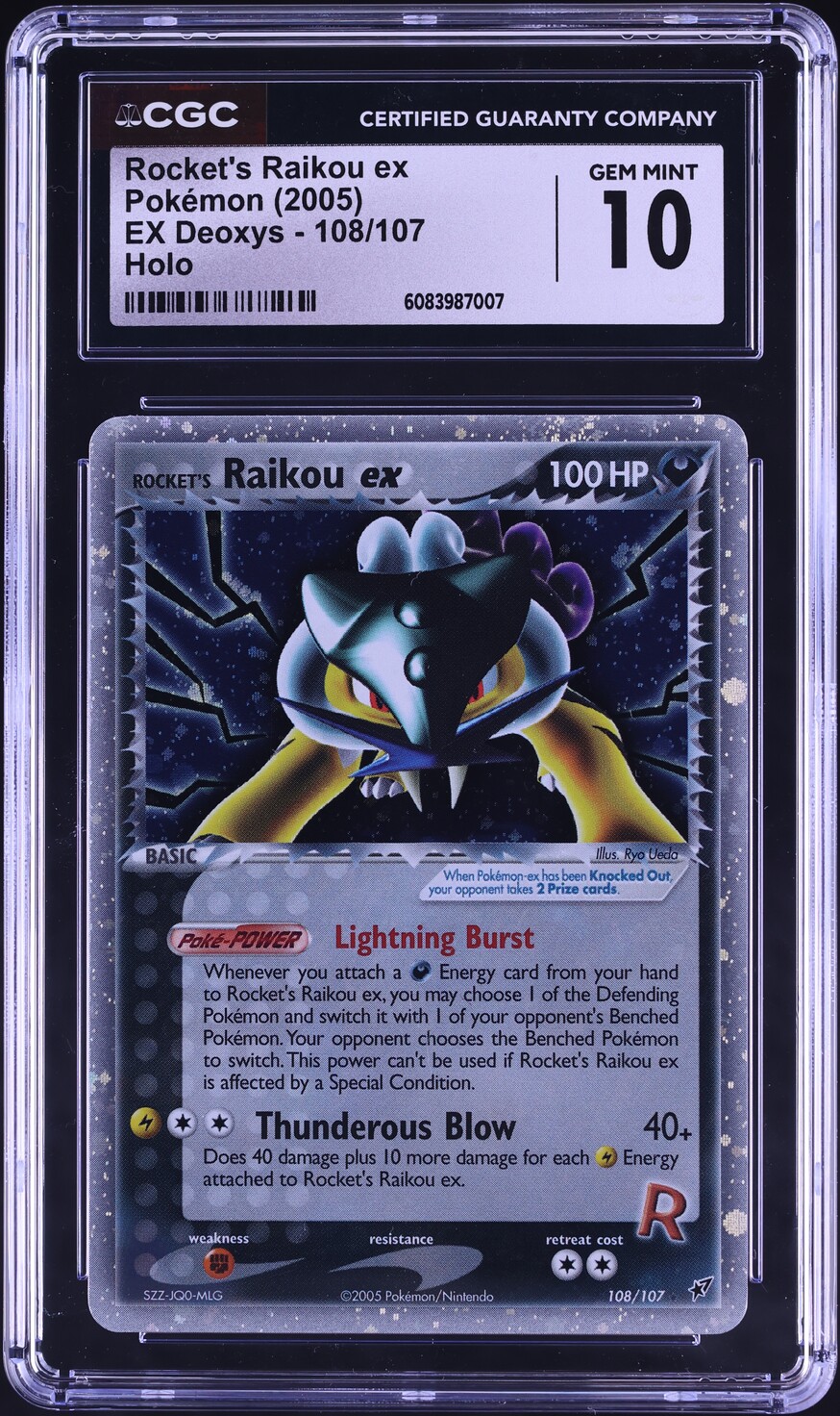 2005 Pokemon EX Deoxys Holo Rocket's Raikou ex #108 CGC 10 GEM MINT