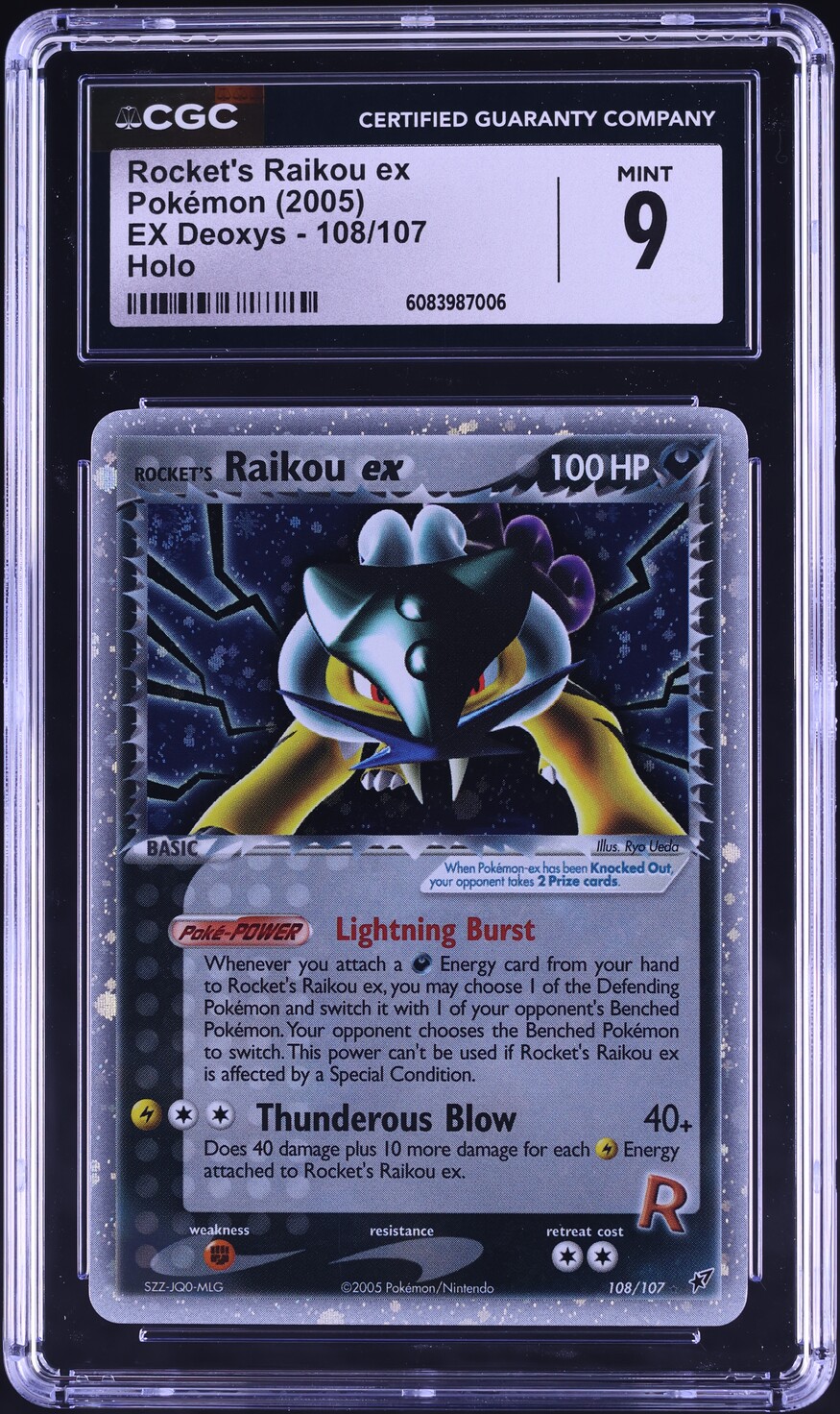2005 Pokemon EX Deoxys Holo Rocket's Raikou Ex #108 CGC 9 MINT