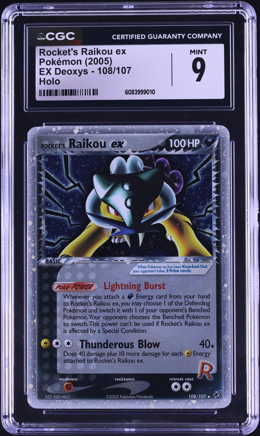 2005 Pokemon EX Deoxys Holo Rocket's Raikou Ex #108 CGC 9 MINT
