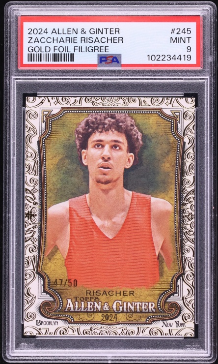 2024 Topps Allen & Ginter Gold Foil Filigree Zaccharie Risacher /50 #245 PSA 9 MINT