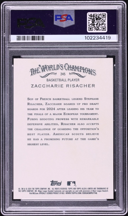 2024 Topps Allen & Ginter Gold Foil Filigree Zaccharie Risacher /50 #245 PSA 9 MINT