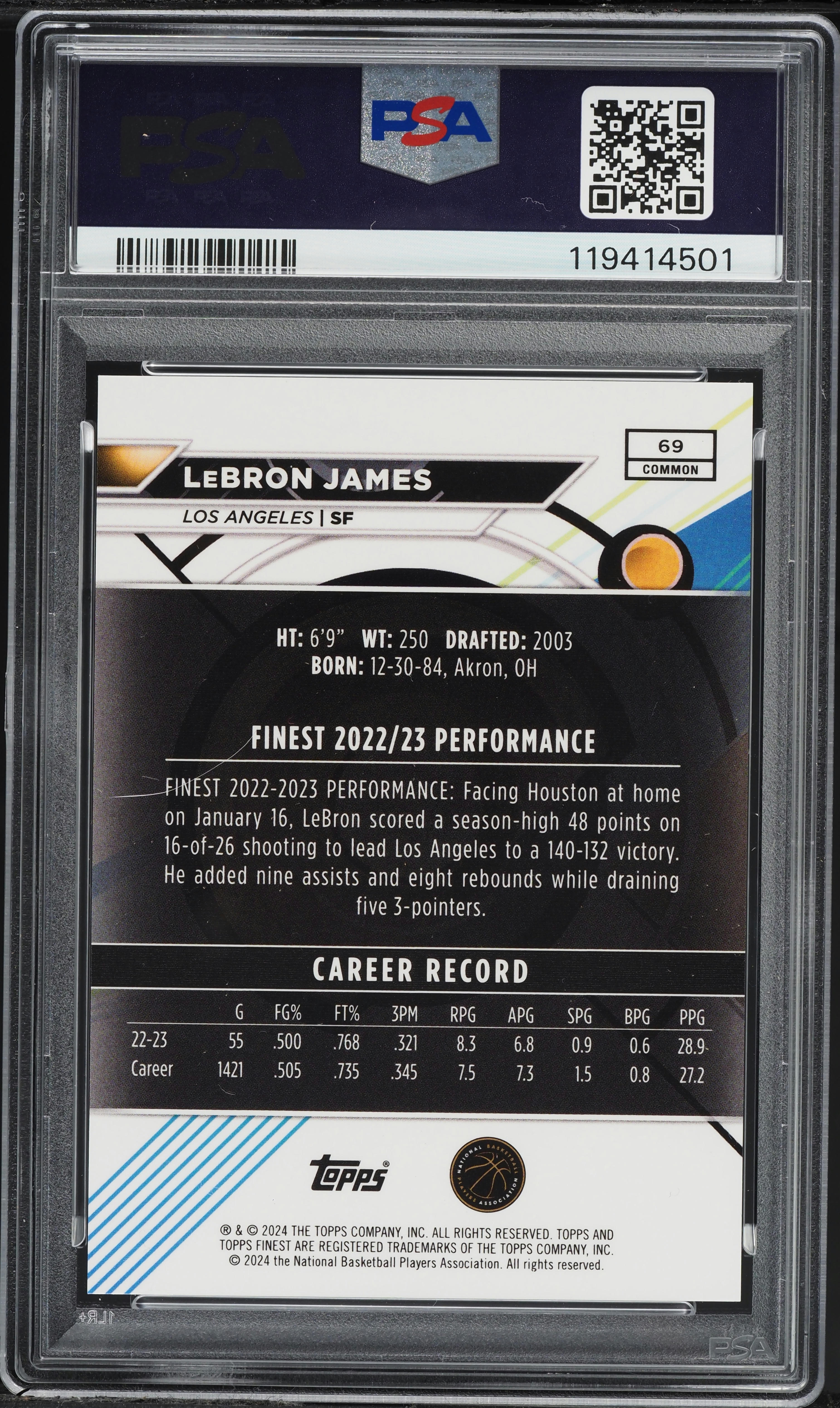 2023 Finest Red Black Geometric LeBron James /20 #69 PSA 10 GEM