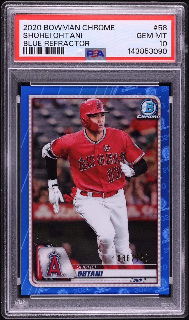 2020 Bowman Chrome Blue Refractor Shohei Ohtani /150 #58 PSA 10 GEM MINT