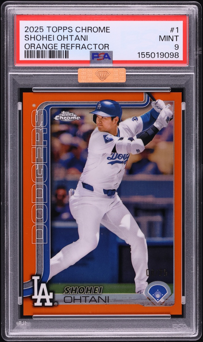 2025 Topps Chrome Orange Refractor Shohei Ohtani /25 #1 MBA PSA 9 MINT