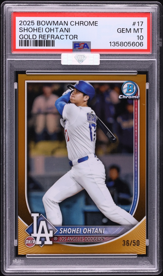 2025 Bowman Chrome Gold Refractor Shohei Ohtani /50 #17 MBA PSA 10 GEM MINT