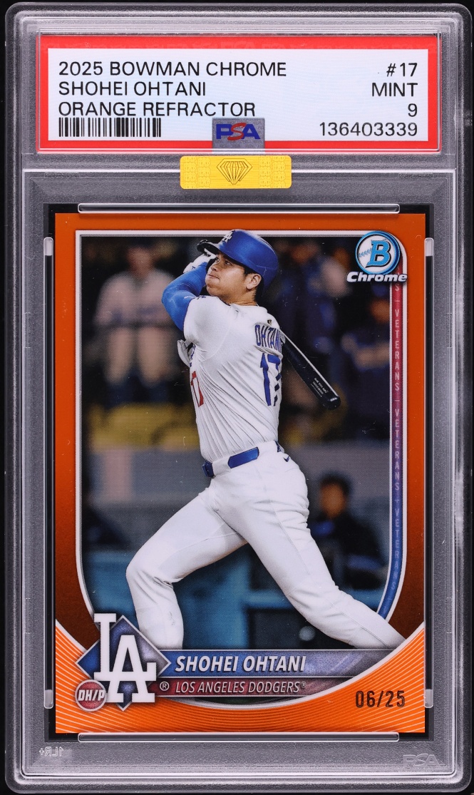2025 Bowman Chrome Orange Refractor Shohei Ohtani /25 #17 MBA PSA 9 MINT